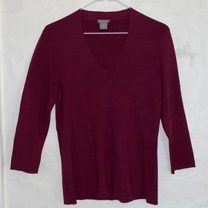 Ann Taylor silk blend 2/3 sleeve Vneck knit top
